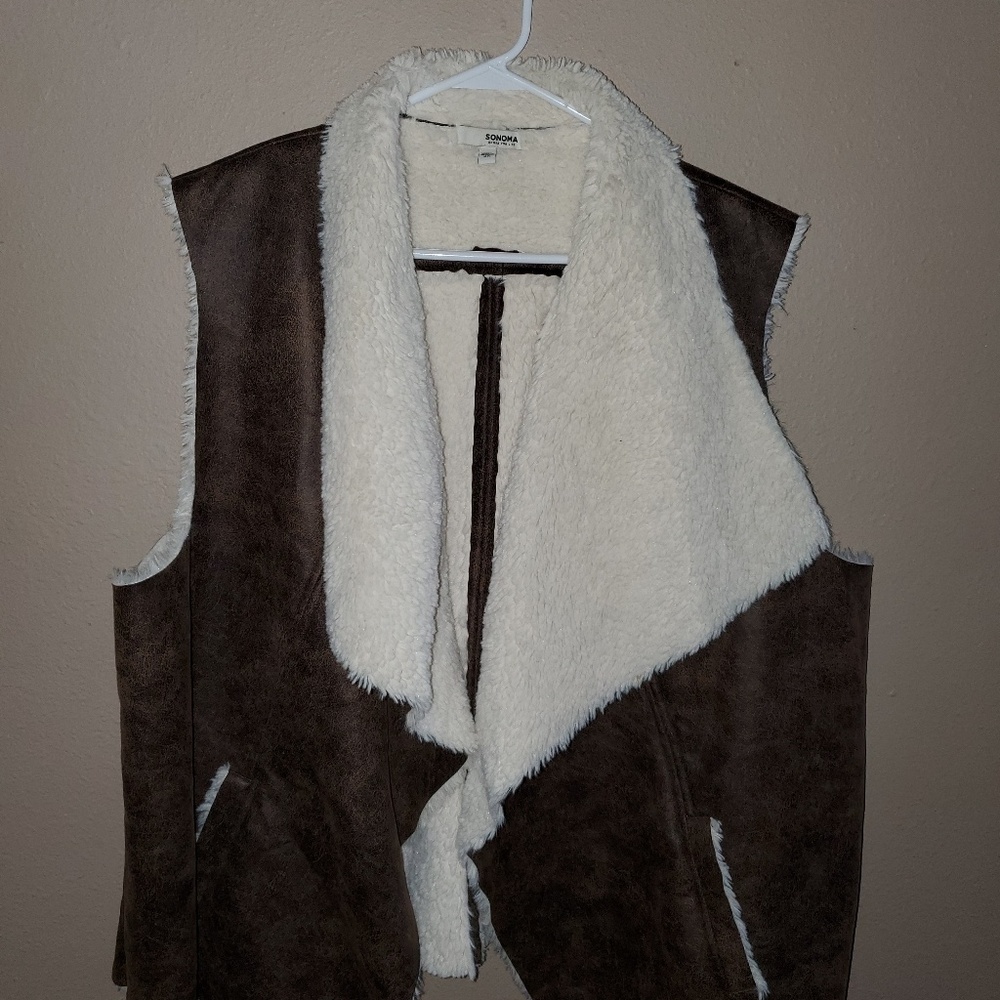 Women's Plus 3X Sonoma Faux Leather/Fur Vest